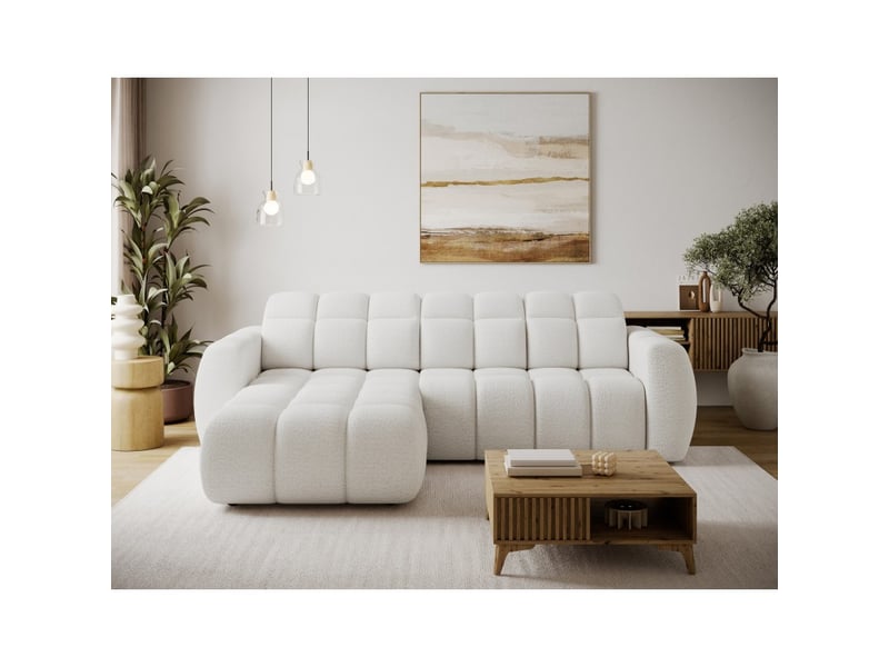  Canapé d'angle électrique fanoti 3 places blanc – angle gauche  - Conforama B