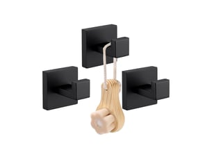 3-pack patères porte-serviettes: carrées, robustes, noir – pour salle de bain & cuisine