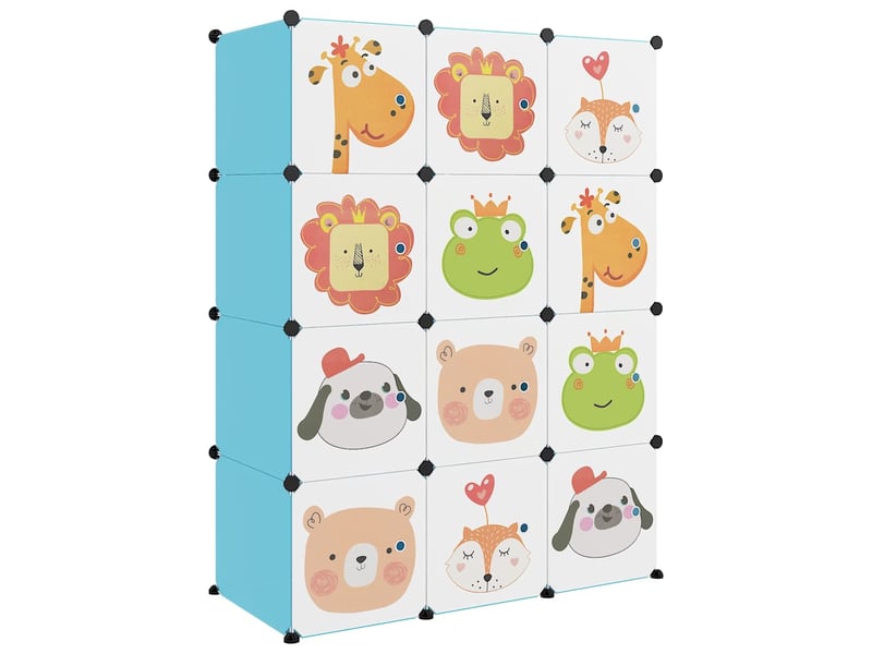  Armoire de rangement pour enfants avec 12 cubes bleu pp  - Conforama A