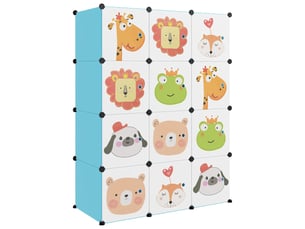 Armoire de rangement pour enfants avec 12 cubes bleu pp