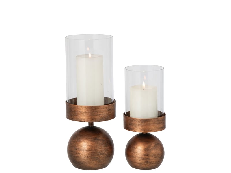  Lot de 2 photophores en métal sten 33cm bronze  - Conforama B