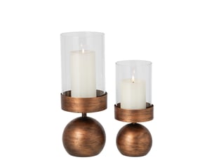 Lot de 2 photophores en métal sten 33cm bronze