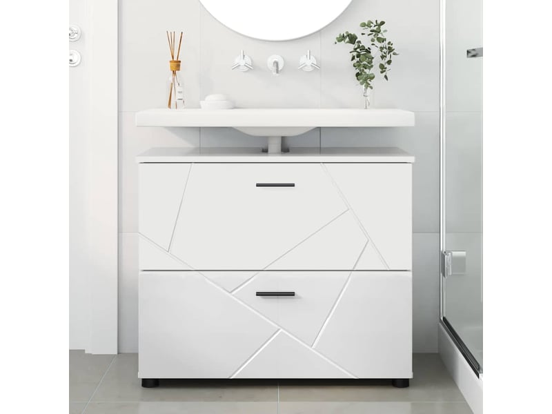 Cabinet de salle de bain, armoire salle de bain blanc brillant 76,5 x 35 x 64 cm cf65253 - Conforama D