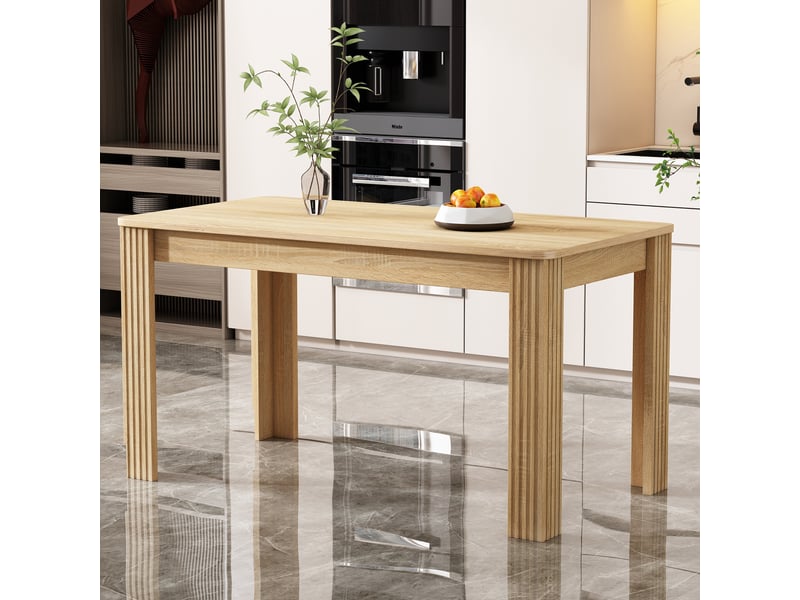  Table de salle à manger rectangulaire avec plateau effet bois - lpospi - 4 pieds épais, panneau de particules - chêne  - Conforama B
