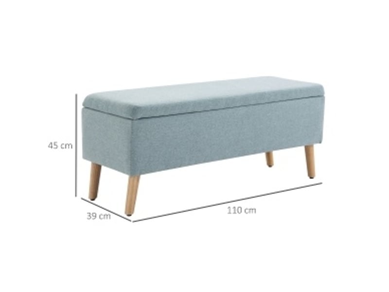  Banc coffre 110x39x45 cm, banc de lit moderne, pieds en bois, forme rectangulaire, chambre et salon, polyester, vert  - Conforama C