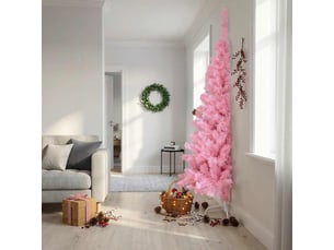 Demi sapin de noël - arbre de noël artificiel avec support rose 240 cm pvc