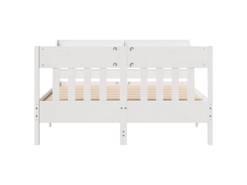  Lit double- lit adulte -  cadre de lit sans matelas blanc 150x200 cm bois de pin massif  - Conforama C