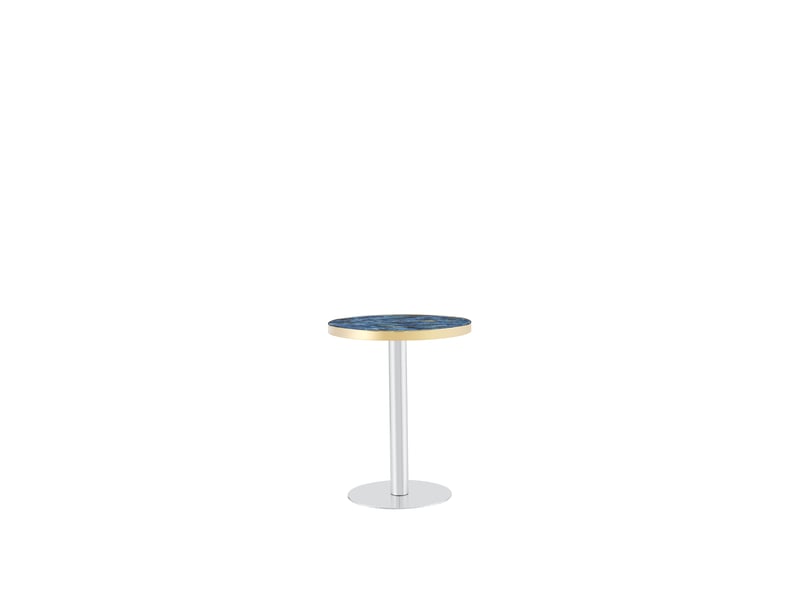  Table basse ronde avec plateau effet marbre, bord métal doré, structure stable pour salon, chambre, balcon  - Conforama E