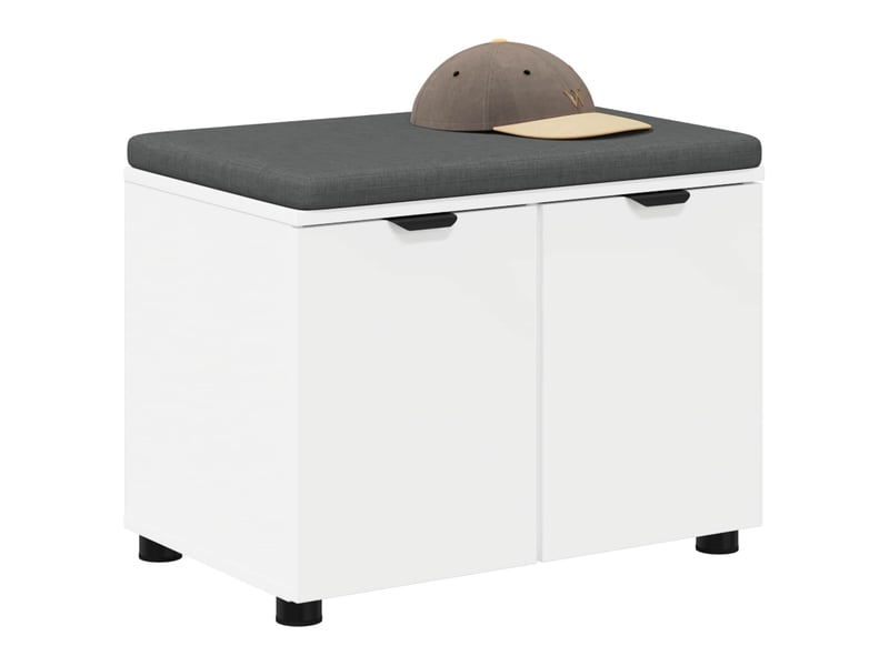  Banc d'entrée blanc 60x38x46 cm bois ingénierie et tissu shl34760  - Conforama C