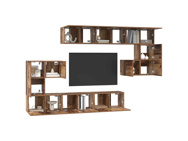 Ensemble meuble tv - banc tv - meuble de rangement 10 pcs bois ancien bois d'ingénierie - Conforama C