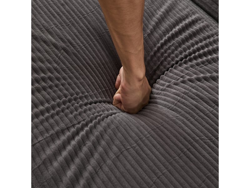  Chaise longue,107x74x57 cm,avec rangement et 3 coussins,velours côtelé,gris  - Conforama E