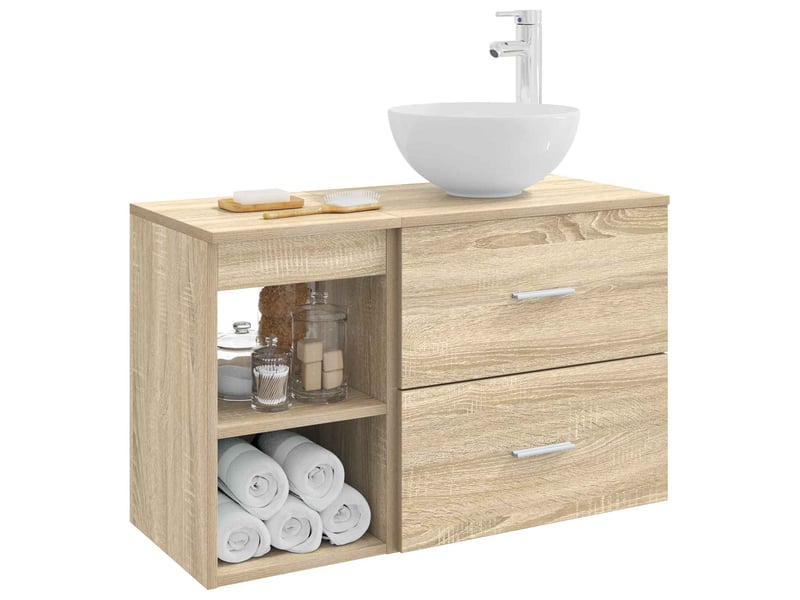 Ensemble de mobilier de salle de bain 2 pc chêne sonoma cf64119 - Conforama C