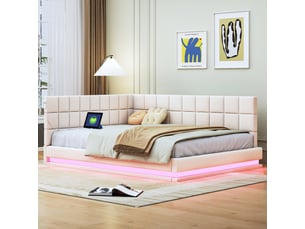Lit banquette 140x200 cm <strong></strong>  <strong>Fay Lum</strong> coloris beige