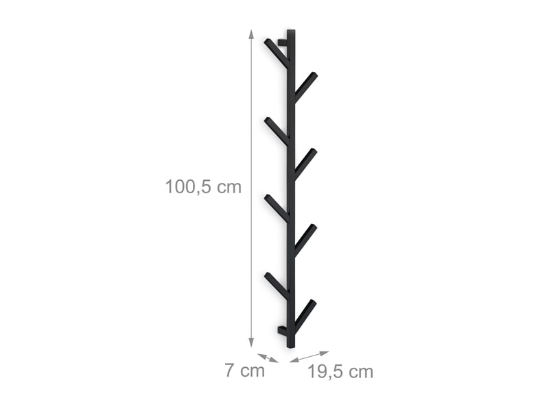  Porte-manteaux mural design épuré style contemporain 8 crochets 60 x 25 x 10 cm en acier noir 13_0008551  - Conforama B