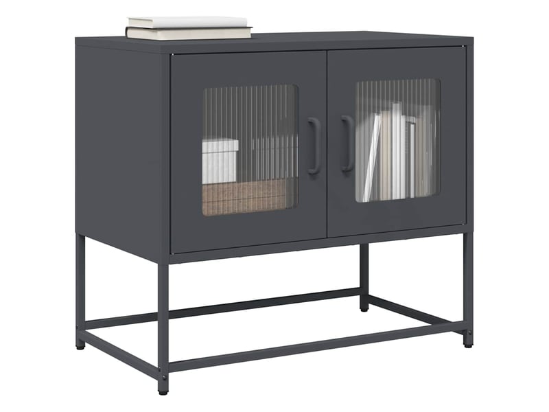  Meuble tv - banc tv - meuble de rangement anthracite 68x39x60,5 cm acier laminé à froid  - Conforama B