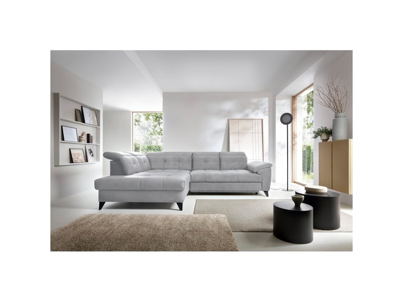Canapé d'angle gris 5 places angle gauche couchage 128x225cm inferno - Conforama E