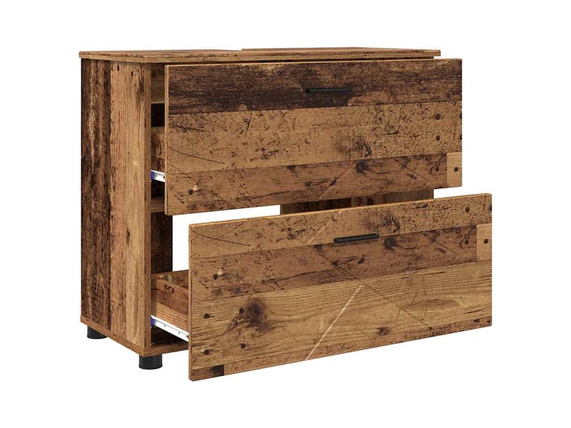 Cabinet de salle de bain, armoire salle de bain bois ancien 76,5 x 35 x 64 cm cf65271 - Conforama E