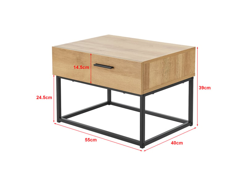 Set de 2 table de chevet métal 39 x 55 x 40 cm beige effet chêne 03_0010596  - Conforama C
