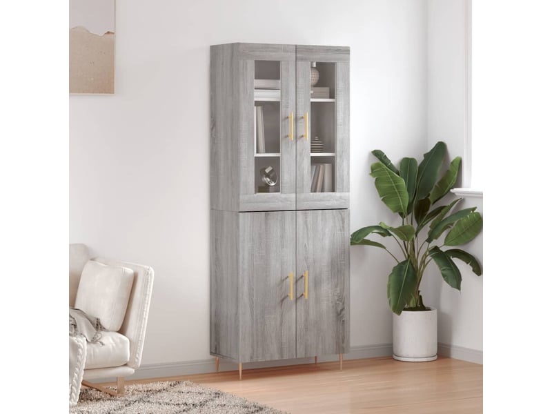  Buffet haut - bahut - meuble de rangement sonoma gris 69,5x34x180 cm bois d'ingénierie  - Conforama B