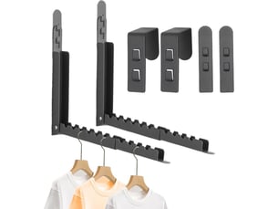 Lot de 2 crochets muraux pliables en aluminium - tringle à vêtements murale pour balcon, salle de bain, buanderie