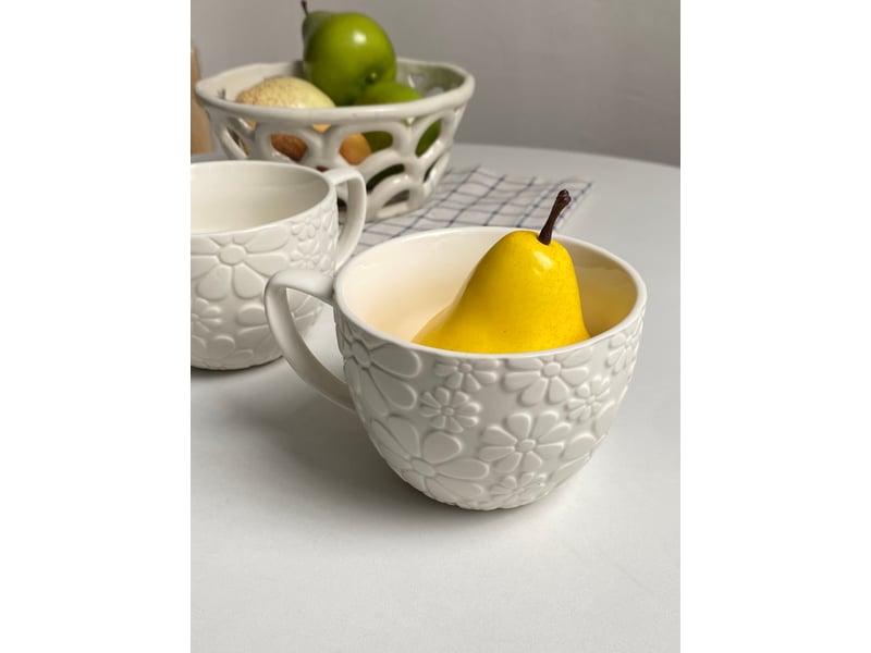  Mug blanc, petite marguerite, 475 ml  - Conforama E