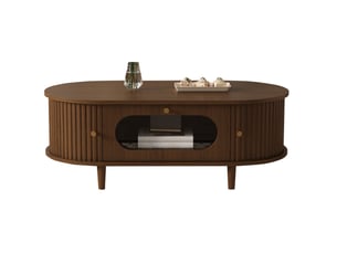 Table basse ovale coloris marron <strong>HAVRYA</strong> <strong></strong> - 50 cmx100 cm