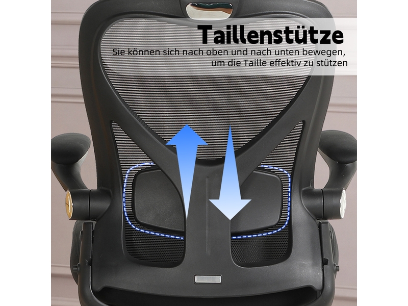  Chaise de bureau ergonomique pliante avec appui-tête 3d - lpospi - dossier inclinable, maille et mousse - noir  - Conforama E