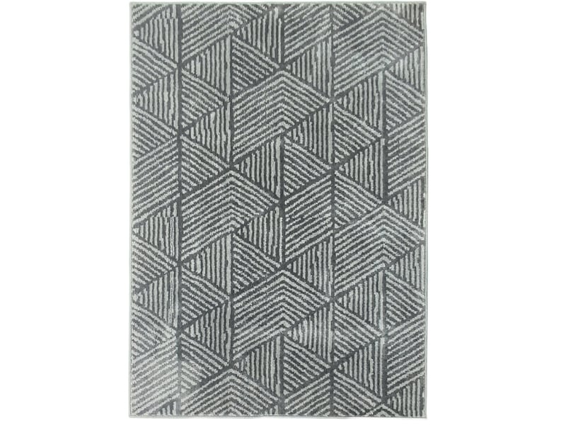  Tapis de salon 150 x 80 cm gris foncé en polypropylène, lavable en machine, motif géométrique moderne  - Conforama A