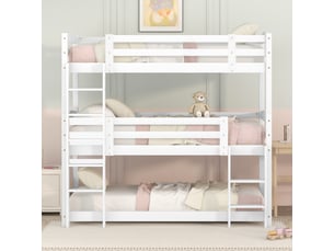 Lit superposé 90x200 cm <strong>MERAX</strong>  <strong>lit enfant blanc</strong> coloris blanc
