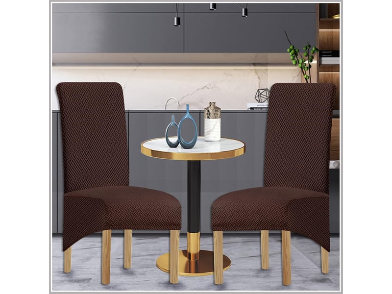  Lot de 2 housse de chaise - grandes housses de chaises de salle à manger imperméables et élastiques en jacquard noircafé, lot de 2 XLH-ZLS-009383MF - Conforama B
