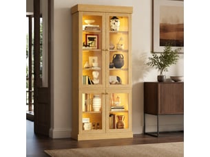 Vitrine coloris naturel 4 étagère(s) <strong>MEULVA</strong> <strong></strong> - 80 cmx180 cm