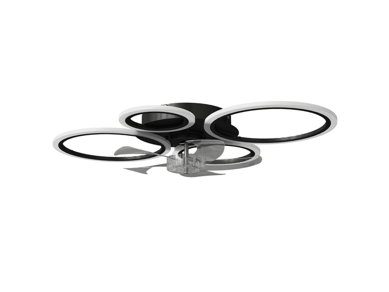 Ventilateur de plafond avec lumière et télécommande acier noir  - Conforama A