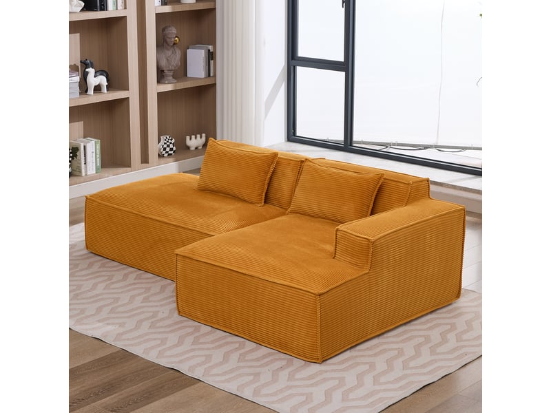  Canapé 3 places en tissu avec 2 coussins, assise ressorts ensachés et mousse haute densité, design épuré  - Conforama W