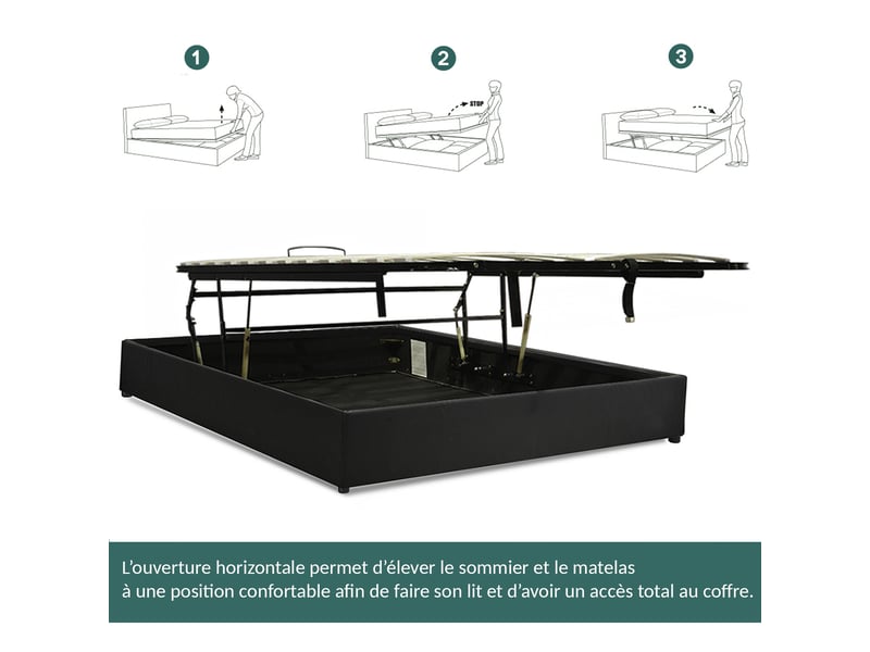  Ensemble lit coffre parallèle et matelas hôtelier ibiza 160x200 cm - velours côtelé bleu nuit PREMIUM - Conforama E