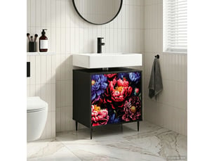 Armoire de salle de bain, meuble de rangement kiel chêne noir 60x40x61 cm