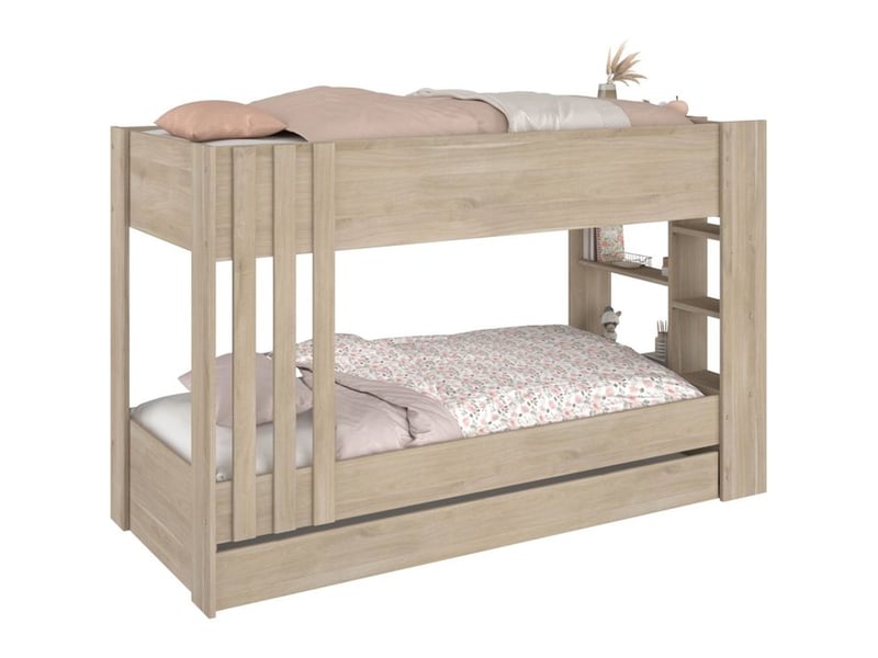  Lit superpose + lit tiroir escale decor chene montage reversible 3580EN23 - Conforama A