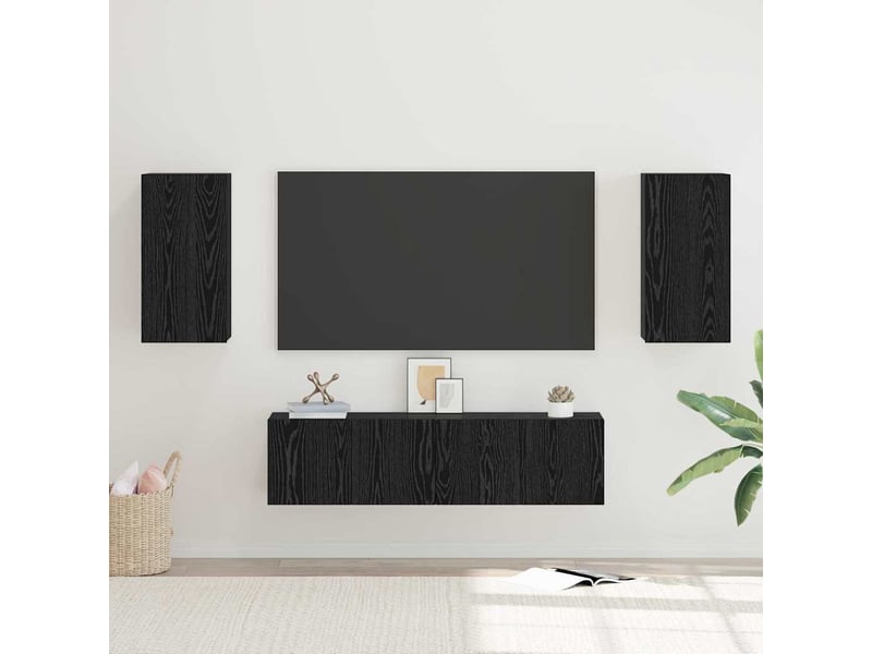  Ensemble meuble tv - banc tv - meuble de rangement chêne noir bois d'ingénierie  - Conforama B