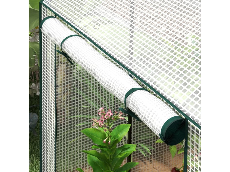  Serre de jardin 100x80x150 cm deux portes métal blanche  - Conforama D