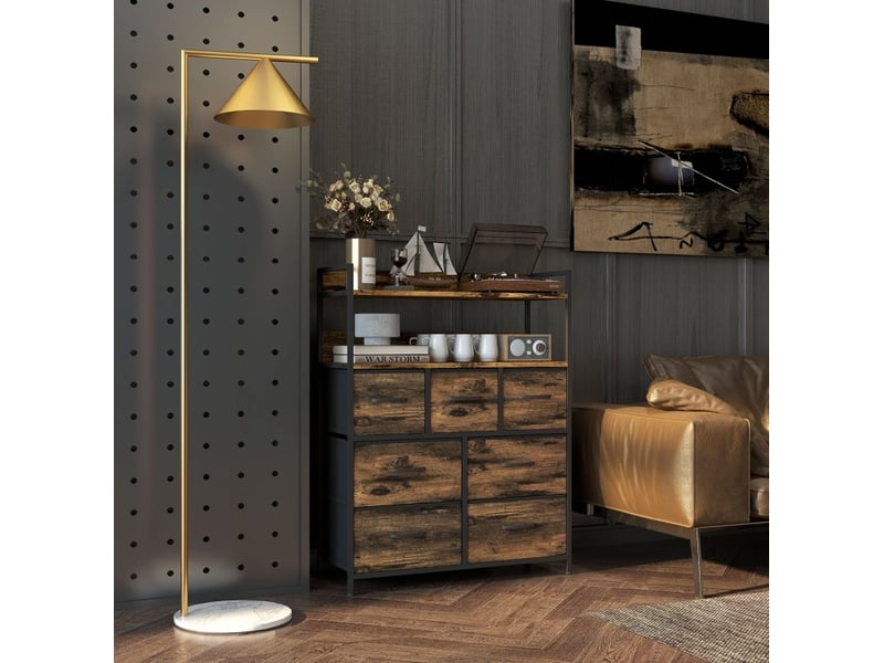 Commode 79x29x101 cm 7 tiroirs pliables style industriel brun  - Conforama B