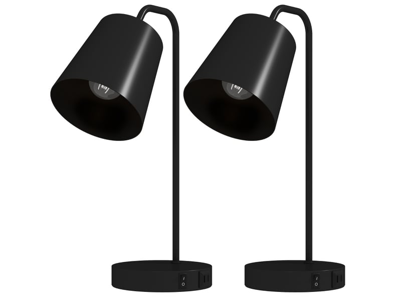  Lot de 2 lampes de table 28x15x41 cm usb-a usb-c métal noir  - Conforama A