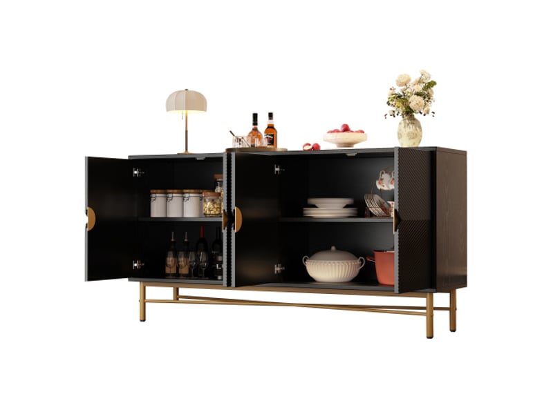  Buffet 4 porte(s) 0 tiroir(s) - 160 cm noir panneau de particules buffet noir - Conforama A