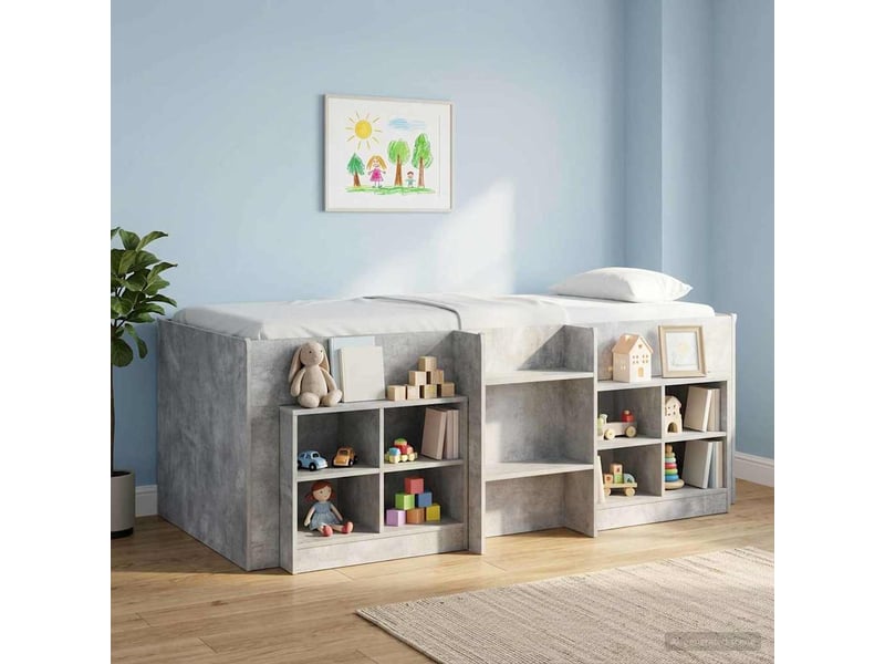  Cadre de lit élevé pour enfants - lit jeune gris béton 90 x 190 cm  - Conforama B