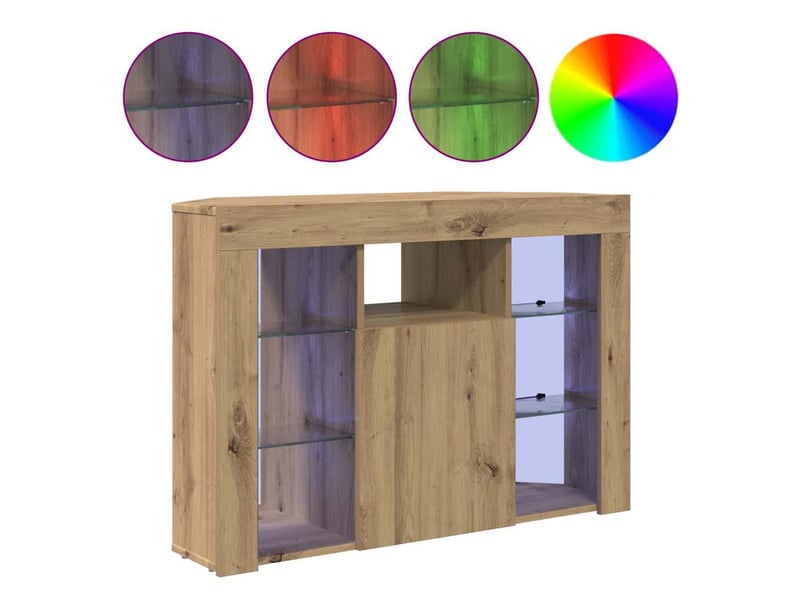 Meuble tv led d'angle 100x40x68cm chêne artisanal - Conforama D