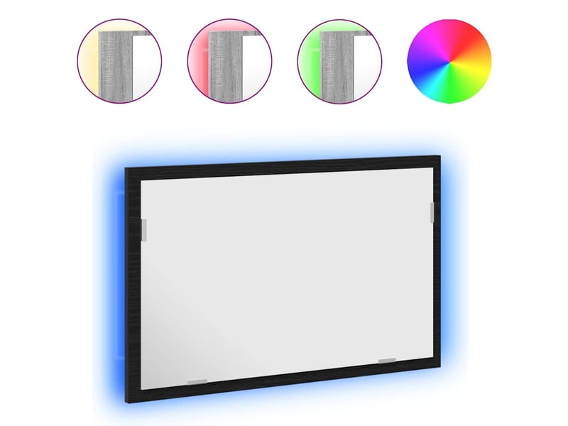  Miroir de salle de bain, miroir de toilette avec éclairage led en chêne noir 60 x 8,5 x 37 cm cf62522  - Conforama A