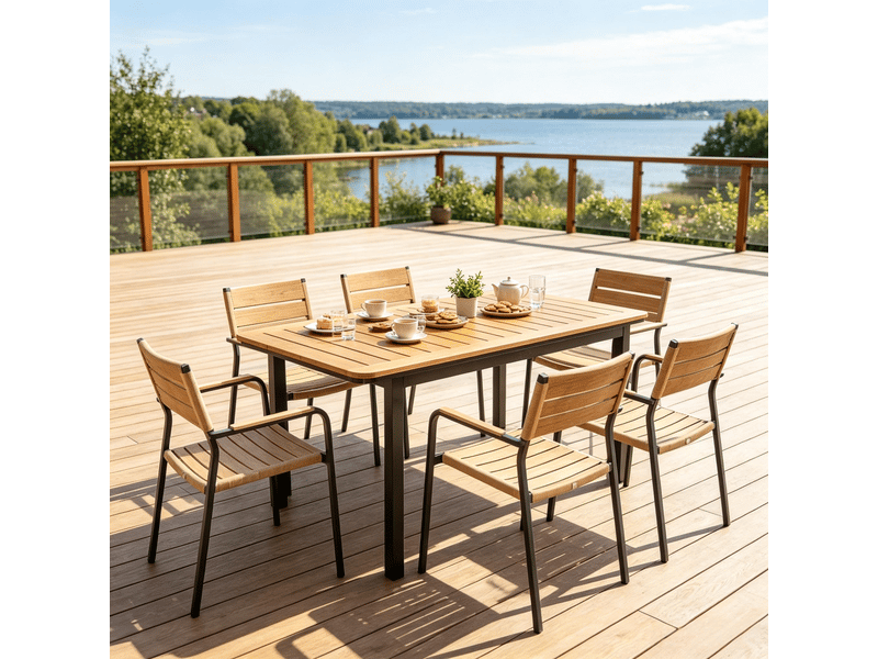  Table de jardin moderne, table extérieure polyvalente, repas en plein air, design élégant et spacieux  - Conforama E