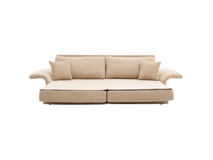 Canapé convertible 2 places à couchage occasionnel avec coussins en velours côtelé beige, 202 × 84 × 62 cm