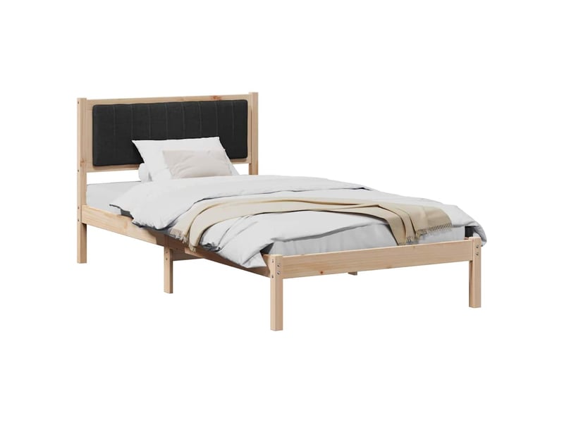  Lit simple- lit adulte -  cadre de lit avec tête de lit rembourrée noir 100 x 200 cm  - Conforama B