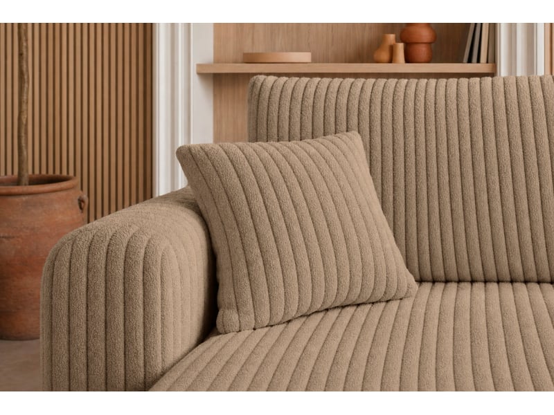  Emma - canapé d'angle convertible gros velours côtelé 4 places café  - Conforama E