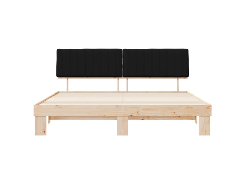 Lit double- lit adulte - cadre de lit avec tête de lit rembourrée noir 200 x 200 cm - Conforama D