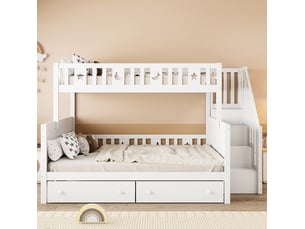 Lit superposé 140x200 cm <strong>OKWISH</strong> <strong></strong> coloris blanc